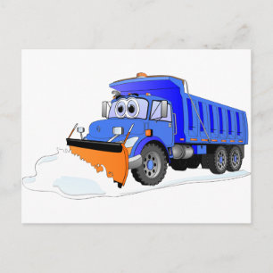 Blue Snow Plow Cartoon Dump Truck Postkarte