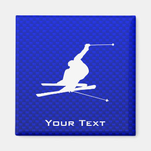 Blue Snow Ski Magnet