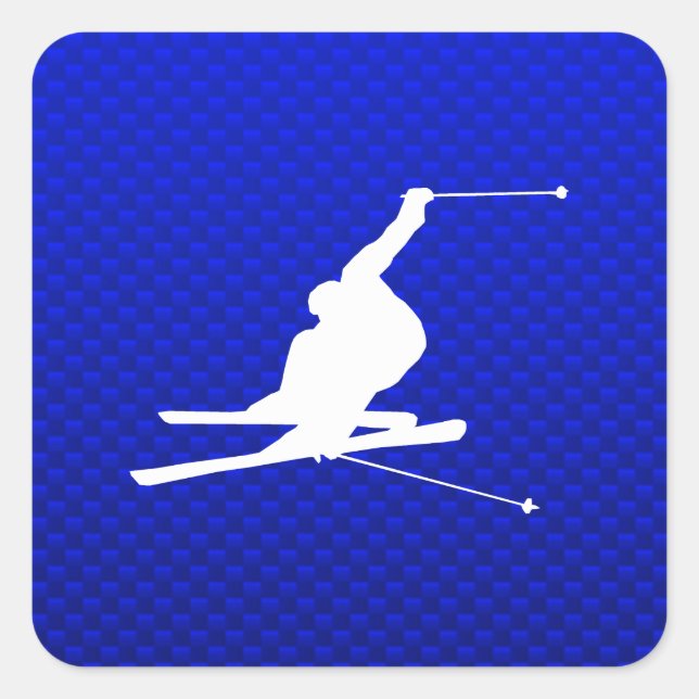 Blue Snow Ski Quadratischer Aufkleber (Vorderseite)