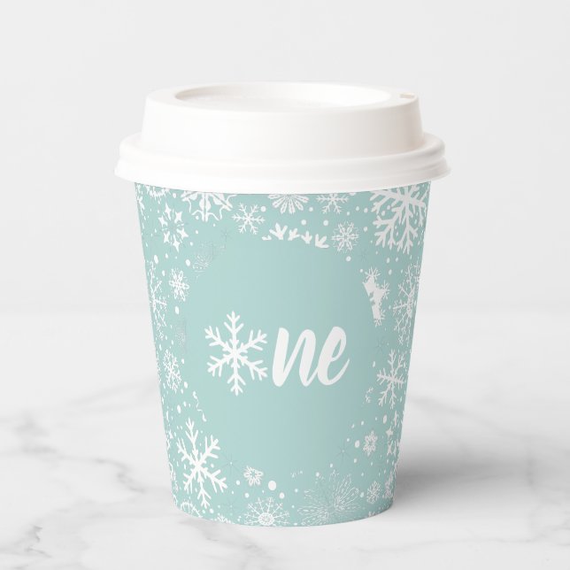 Blue Snowflake 1 Paper Cup Pappbecher (Vorderseite)