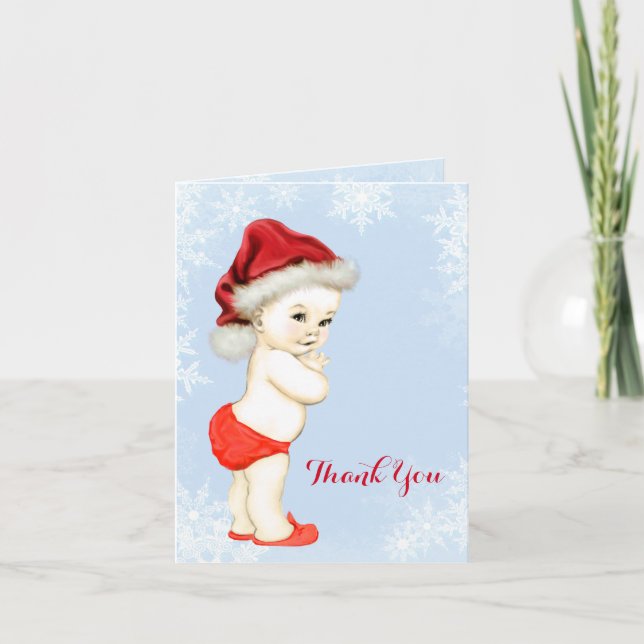 Blue Snowflake Baby Boy Dusche Danke (Vorderseite)