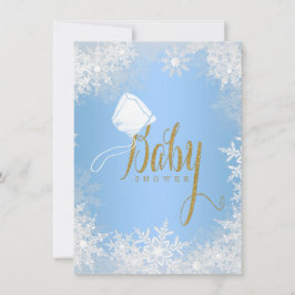 Blue Snowflake Baby Dusche Einladung