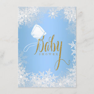 Blue Snowflake Baby Dusche Einladung