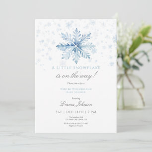 Blue Snowflake Baby Dusche Einladung