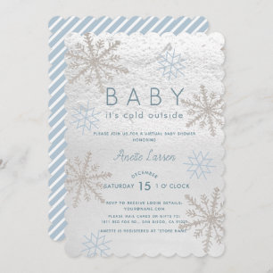 Blue Snowflake Baby seine kalte Virtual Baby Dusch Einladung