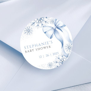 Blue Snowflake Baby Shower Stickers