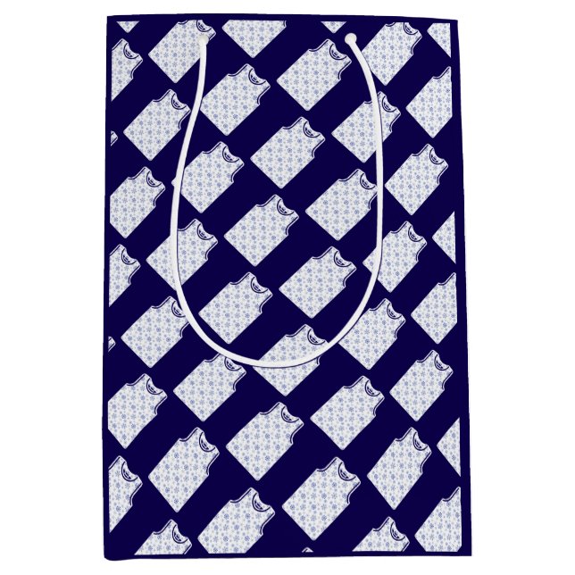 Blue Snowflake Basketball Jersey Mittlere Geschenktüte (Vorderseite)