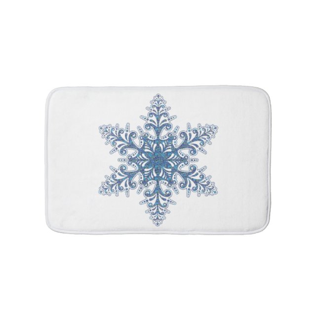 Blue Snowflake Bath Mat Badematte (Vorderseite)