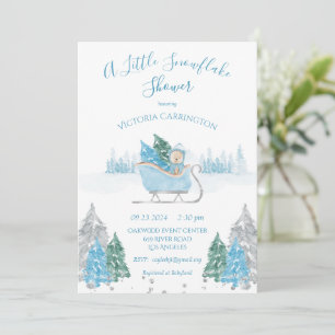 Blue Snowflake Bear Baby Dusche Einladung