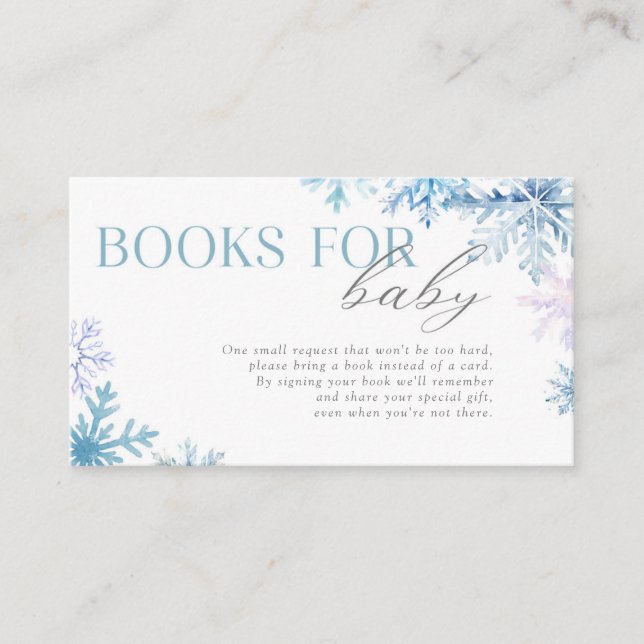 Blue Snowflake Books für Baby Insert Card 3.5x2 (Vorderseite)