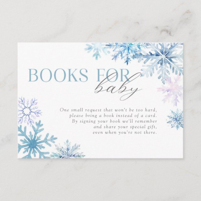 Blue Snowflake Books für Baby Insert Card 3.5x5 (Vorderseite)
