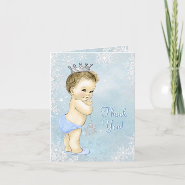 Blue Snowflake Boy Baby Dusche Danke (Vorderseite)