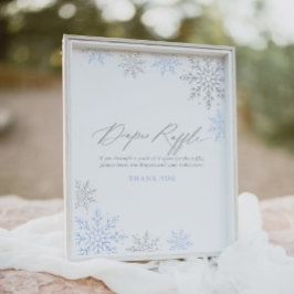 Blue Snowflake Boy Baby Dusche Windeln Raffle Schi Poster