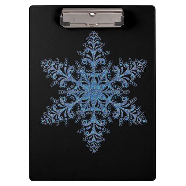 Blue Snowflake Clipboard Klemmbrett (Vorderseite)