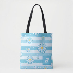 Blue Snowflake Daisies Shopping Tasche