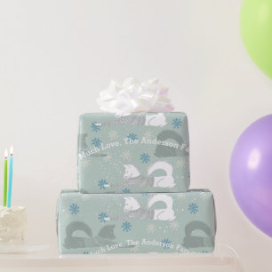 Blue Snowflake Familienname Shiba im Aztec Sweater Geschenkpapier