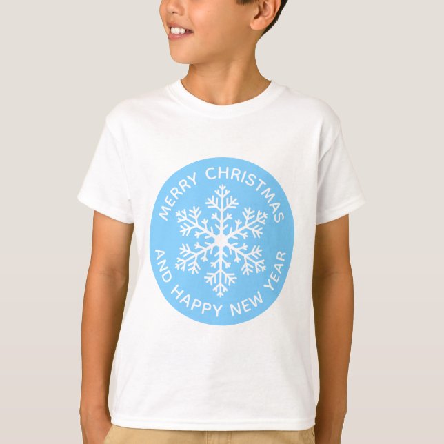 Blue Snowflake Festive T - Shirt (Child) (Vorderseite)