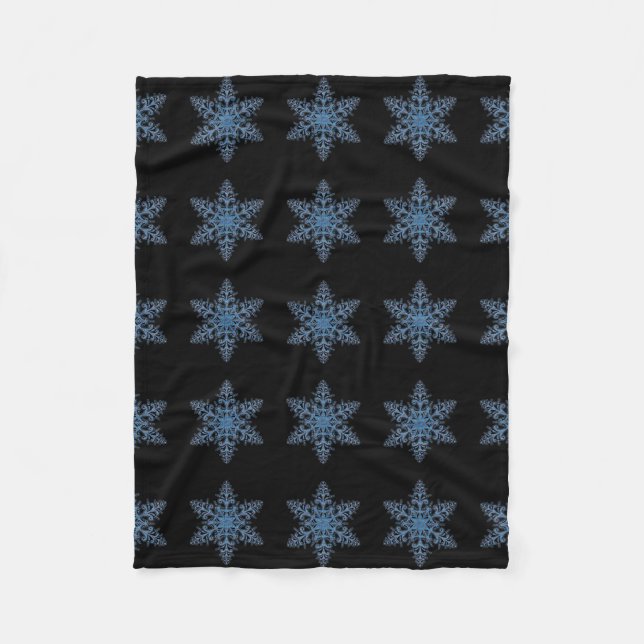 Blue Snowflake Fleece Blanket (Vorderseite)
