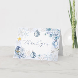 Blue Snowflake Flower Winter Baby Shower Dankeskarte