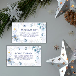 Blue Snowflake Flower Winter Books Baby Shower Begleitkarte