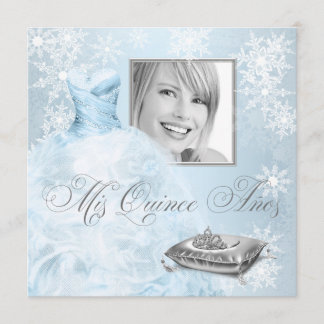 Blue Snowflake Foto Quinceanera Einladung