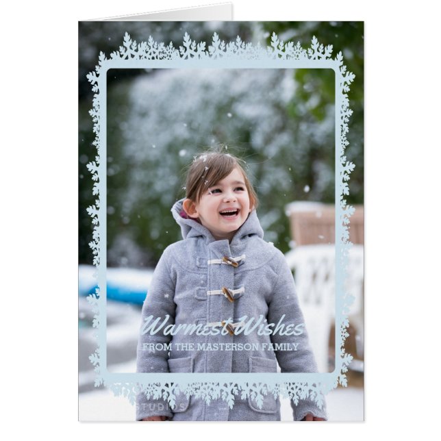 Blue Snowflake Frame Holiday Foto (Vorne)