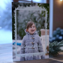 Blue Snowflake Frame Holiday Foto