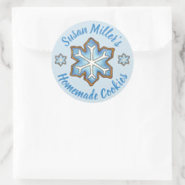Blue Snowflake Holiday Sugar Cookie gebacken von Runder Aufkleber