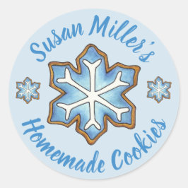 Blue Snowflake Holiday Sugar Cookie gebacken von Runder Aufkleber