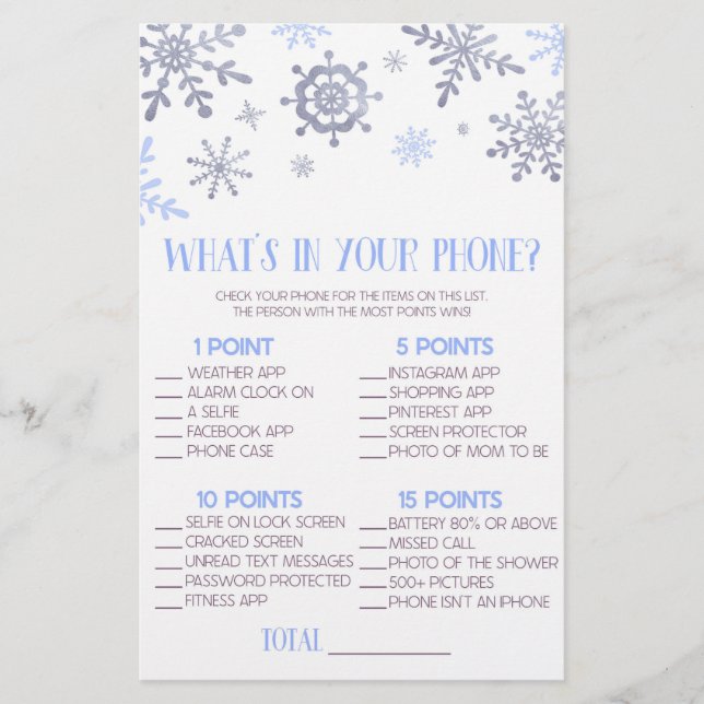 Blue Snowflake in Your Phone Baby Shooting Game Briefpapier (Vorderseite)