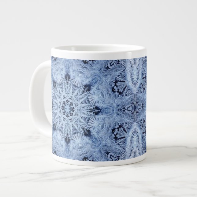 Blue Snowflake Jumbo Tasse (Vorderseite Links)