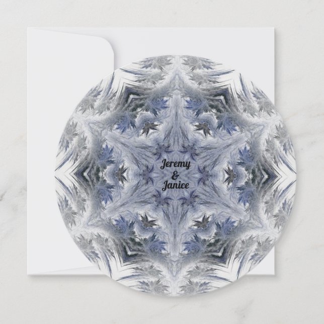 Blue Snowflake Kaleidoskop Design Einladung (Vorderseite)