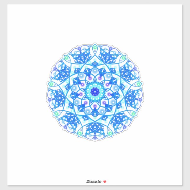 Blue Snowflake Mandala Boho Vinyl Sticker (Blatt)