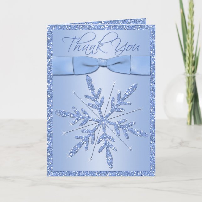 Blue Snowflake mit IMITATE Ribbon Danke Karte (Vorderseite)
