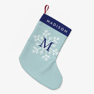 Blue Snowflake Mit Monogramm Kleiner Weihnachtsstrumpf