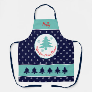 Blue Snowflake Muster All-Over-Print-Schürze Schürze