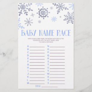 Blue Snowflake Name Race Baby Shooting Game Activi Briefpapier