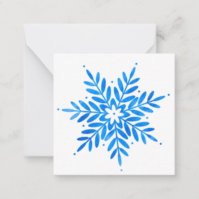 Blue Snowflake Note Card Mitteilungskarte (Vorderseite)