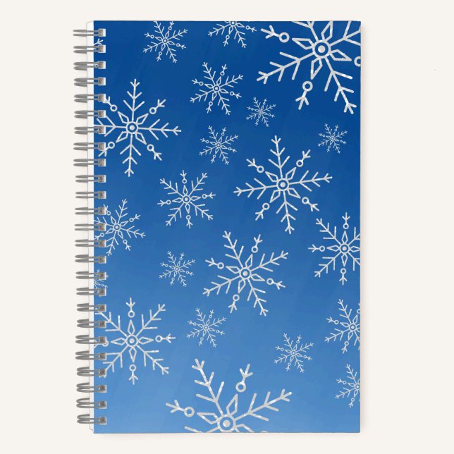 Blue Snowflake Notebook – Winter Aesthetic Journal Notizbuch (Vorderseite)