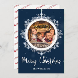 Blue Snowflake Ornament Weihnachts-Foto Feiertagskarte