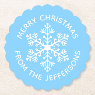 Blue Snowflake Paper Untersetzer