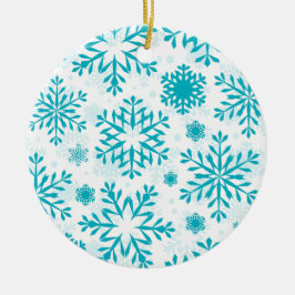 Blue Snowflake Pattern Ceramic Christmas Ornament 