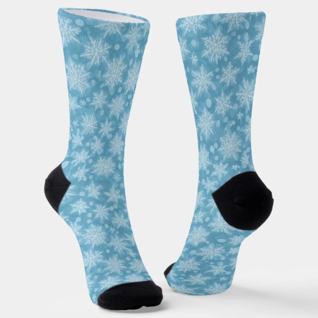 Blue Snowflake Pattern  Socken (Gewinkelt)