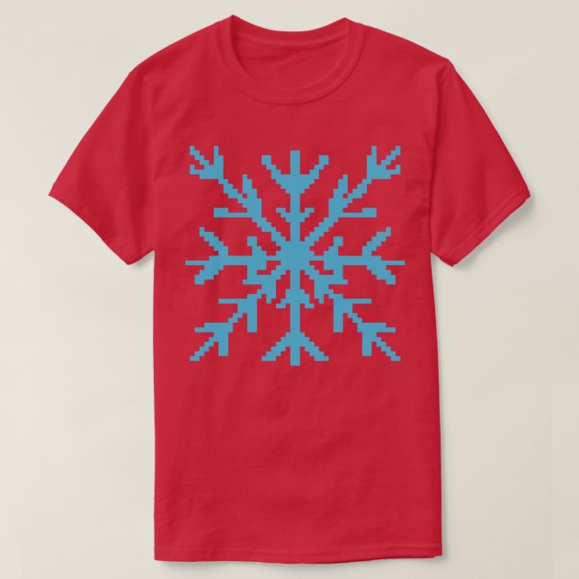 Blue Snowflake Pixelart T-Shirt (Design vorne)