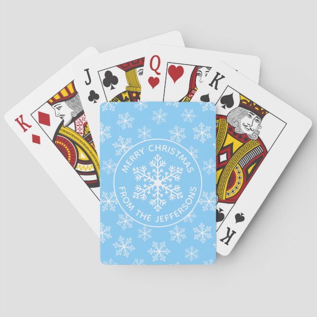Blue Snowflake Playing Cards Spielkarten (Rückseite)