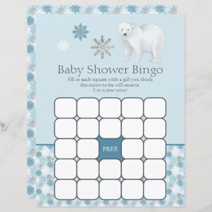 Blue Snowflake Polar Bear Baby Shooting Bingo Game