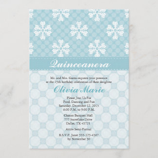 Blue Snowflake Quinceanera Einladungen