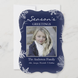 Blue Snowflake Rustic Woliday Feiertagskarte
