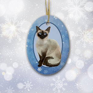 Blue Snowflake Siamese Weihnachten Keramik Ornament