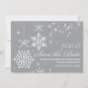 Blue Snowflake Speichern Sie die Datumskarten Save The Date
